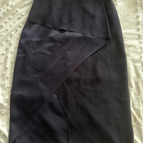 Ted Baker Navy blue skirt biscrepe with front drape - Picture 6 of 8